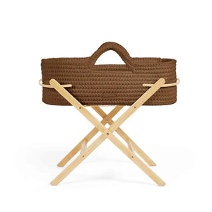 Ickle Bubba Nova Moses Basket & Stand - Mocha Brown - Natural Wood