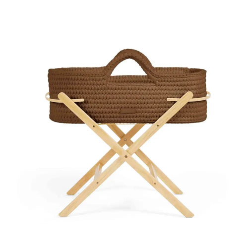 Ickle Bubba Nova Moses Basket & Stand - Mocha Brown - Natural Wood