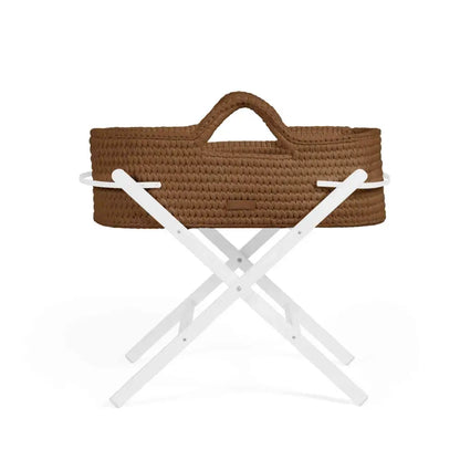 Ickle Bubba Nova Moses Basket & Stand - Mocha Brown - White