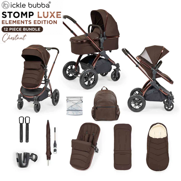 Ickle Bubba Stomp Elements Edition 12 Piece Pram Bundle - Chestnut