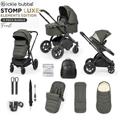 Ickle Bubba Stomp Elements Edition 12 Piece Pram Bundle - Forest Green