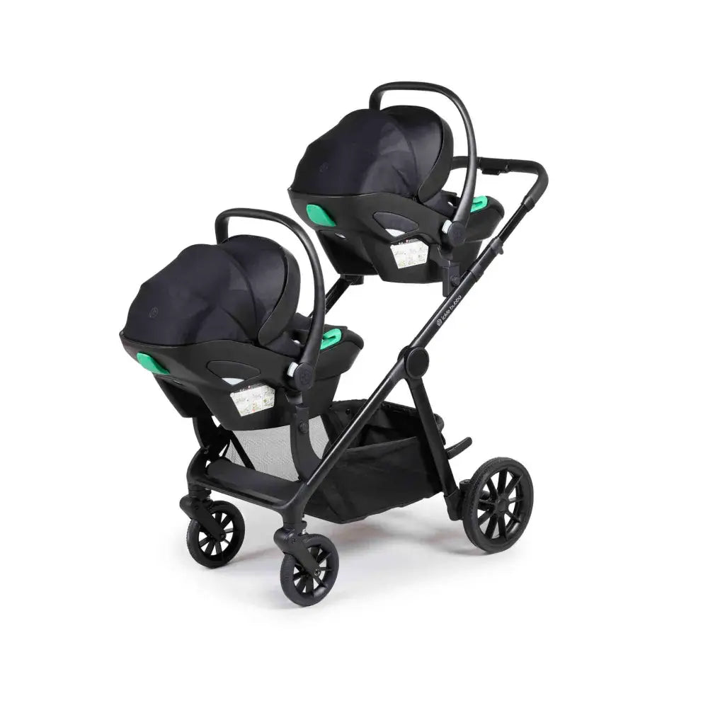 Ickle Bubba Virgo Twin 18 Piece Travel System with i-Size Nimbus Car Seats & Spin ISOFIX Bases - Stone