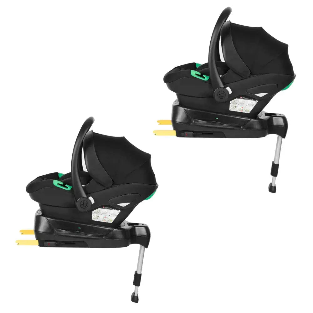 Ickle Bubba Virgo Twin 18 Piece Travel System with i-Size Nimbus Car Seats & Spin ISOFIX Bases - Black