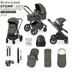 Ickle Bubba Stomp Elements Edition 12 Piece Pram Bundle - Forest Green