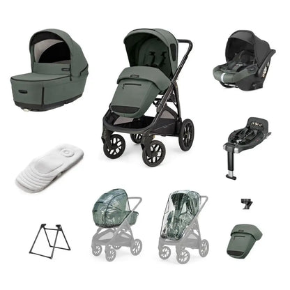 Inglesina Aptica XT 3-in-1 Travel System – Taiga Green | Lie-Flat Car Seat & 360° Base General Inglesina