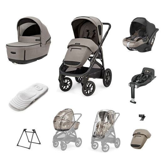 Inglesina Aptica XT 3-in-1 Travel System – Tundra Beige | Lie-Flat Car Seat & 360° Base General Inglesina