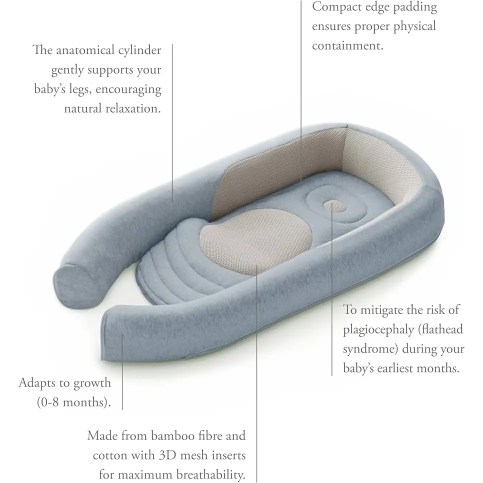 Inglesina Welcome Pod Baby Sleep Nest – Peaceful Blue | Newborn Support Pod Inglesina
