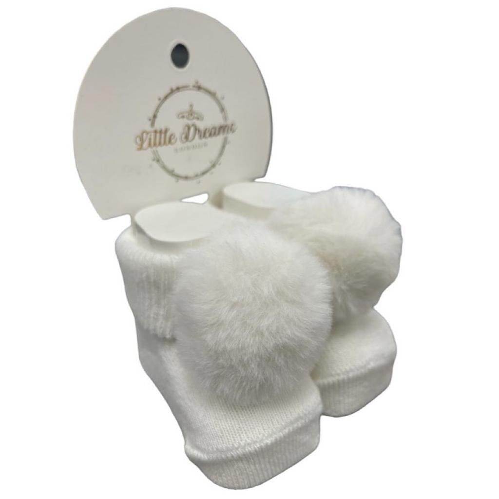 Ivory Baby Pom Booties General Baby Boutique   