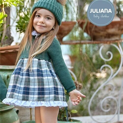 Juliana Baby Girls Green Checked Dress  Juliana 6m  