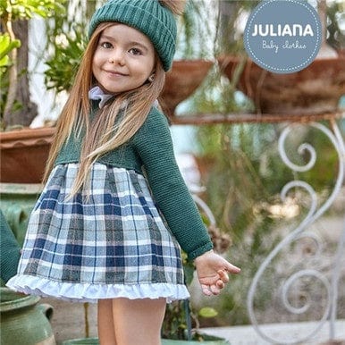 Juliana Baby Girls Green Checked Dress General Juliana   