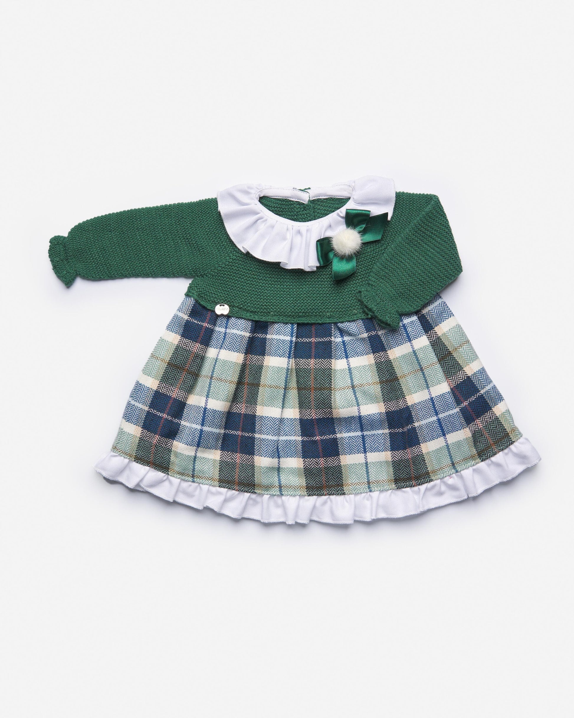 Juliana Baby Girls Green Checked Dress  Juliana   