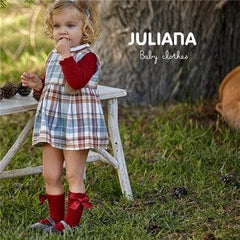 Juliana Baby Girls Pinafore Checked Dress