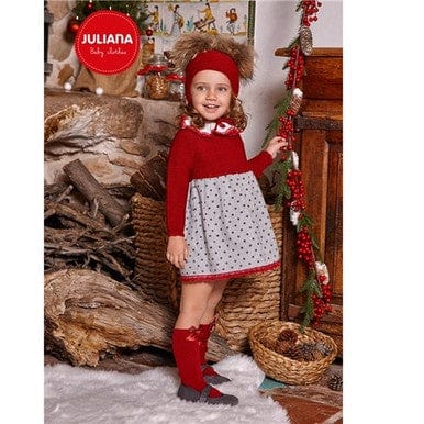 Juliana Baby Red and Grey Polka Dot Dress General Juliana   