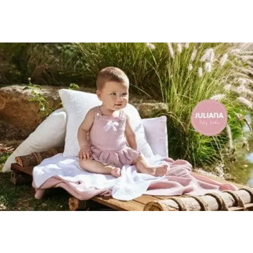 Juliana Dusky Pink Knitted Baby Girls Romper Juliana