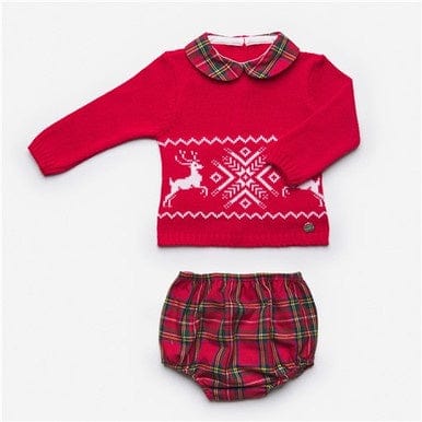 Juliana Red Winter Jumper and Checked Jam Pants Set General Juliana