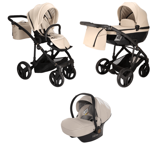 Junama Classic Beige Pram – 3 in 1 Luxury Travel System Junama