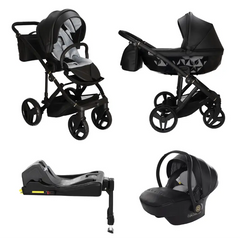 Junama Classic Black Pram – 4 in 1 Luxury Travel System with Isofix Base