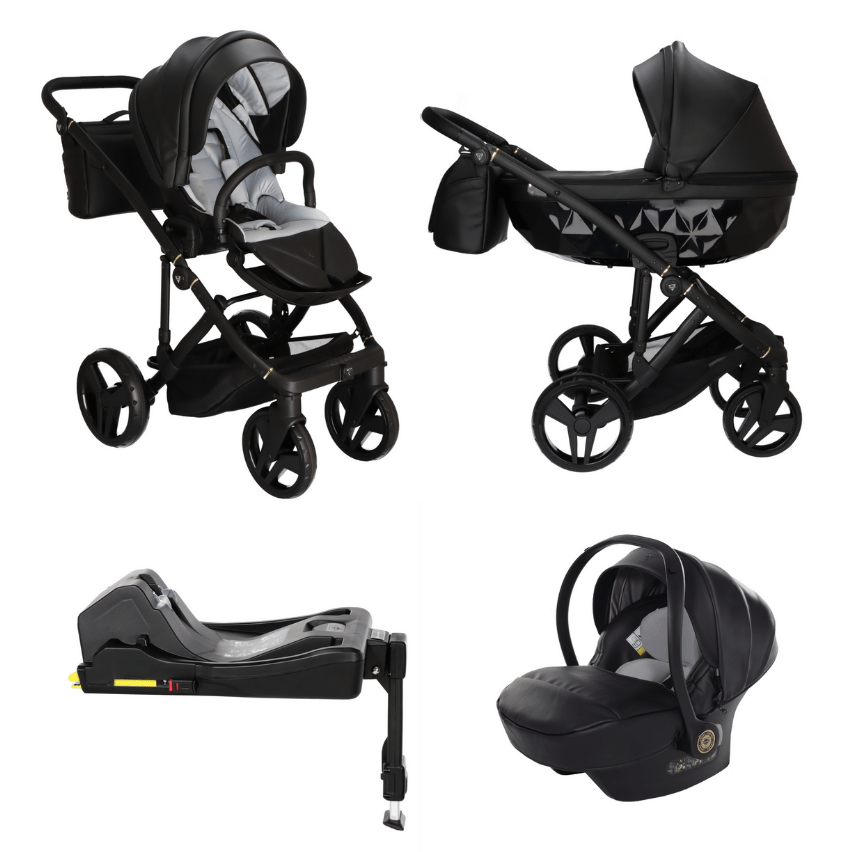 Junama Classic Black Pram – 4 in 1 Luxury Travel System with Isofix Base Junama