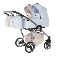 Junama Compact Double Stroller - Pink & Blue Leatherette