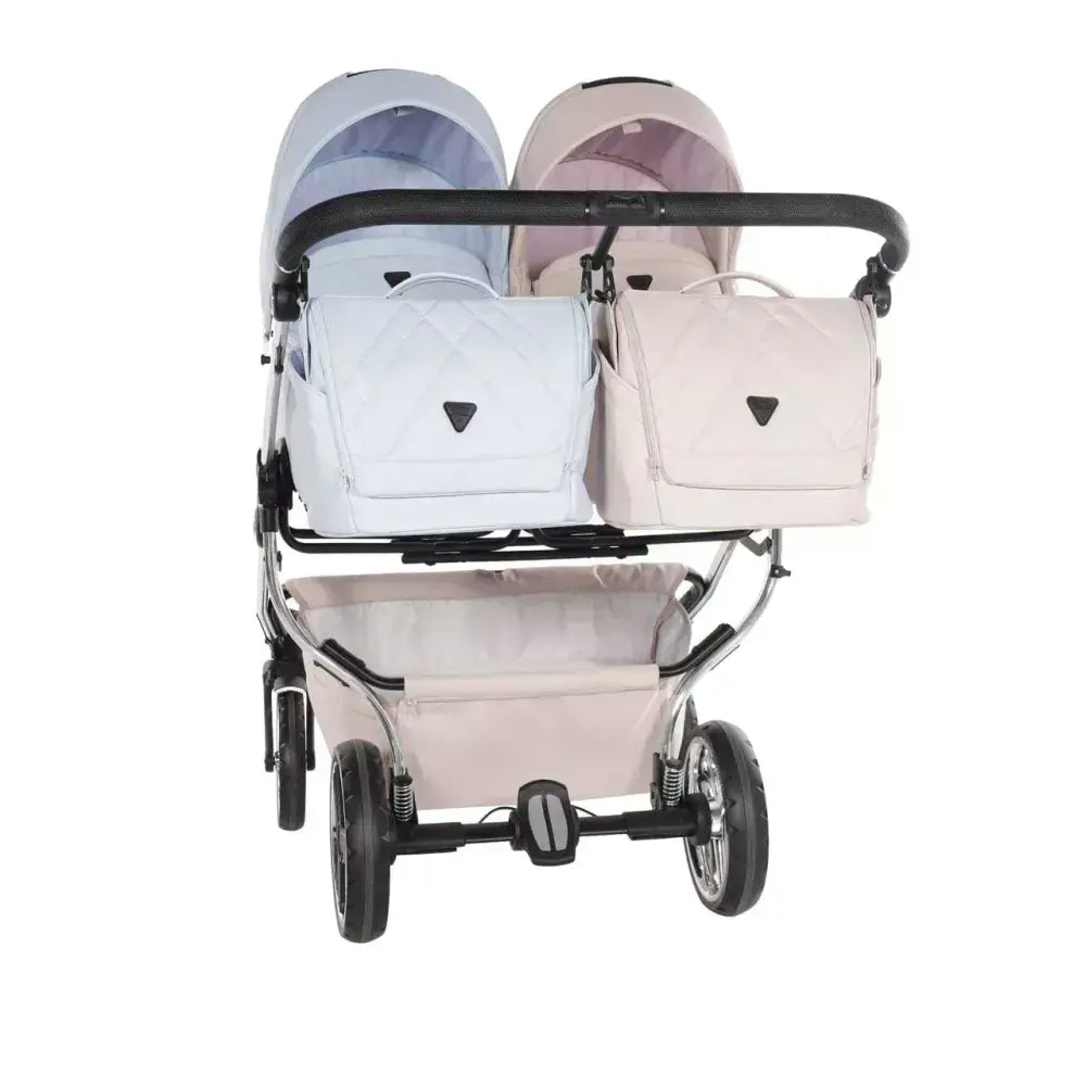 Junama Compact Double Stroller - Pink & Blue Leatherette Junama