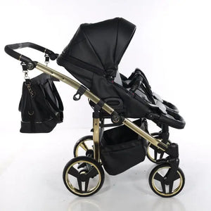 Junama Compact Double Twin Stroller - Black and Gold Junama