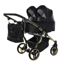 Junama Compact Double Twin Stroller - Black and Gold