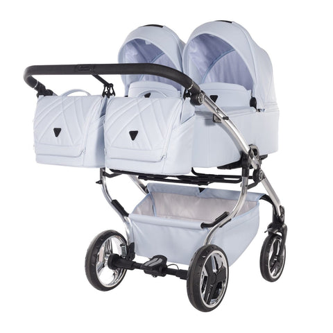 Junama Compact Twin Stroller - Blue Leatherette