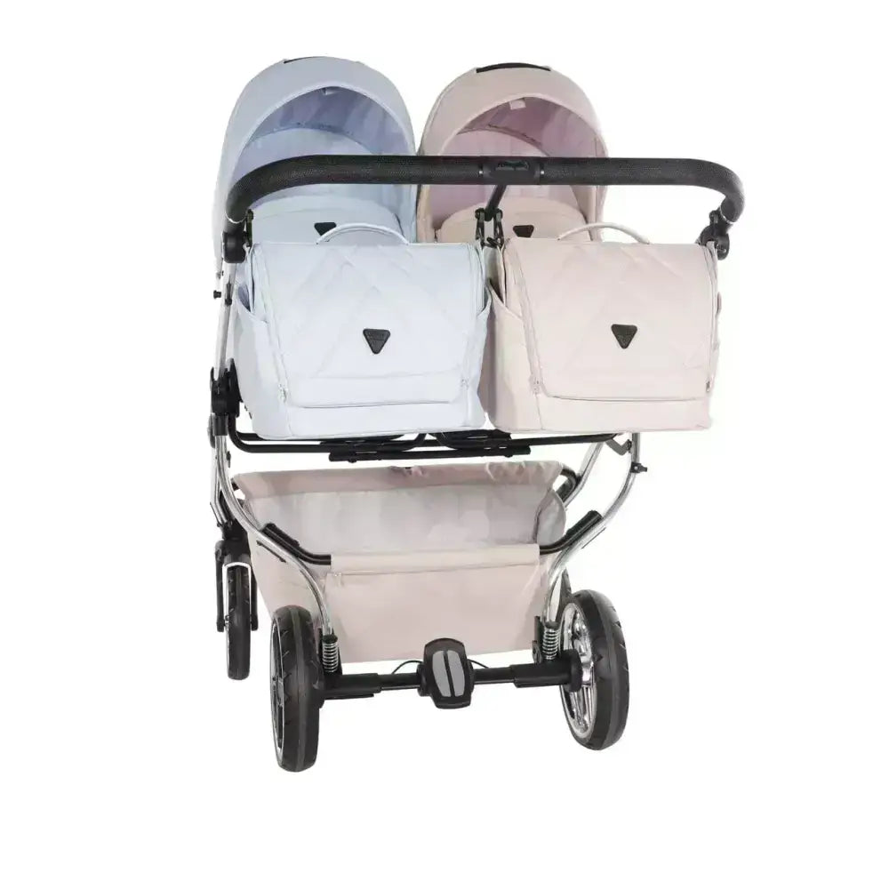 Junama Compact Twin Stroller - Blue & Pink Leatherette Junama