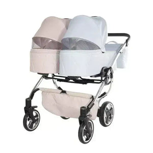Junama Compact Twin Stroller - Blue & Pink Leatherette Junama