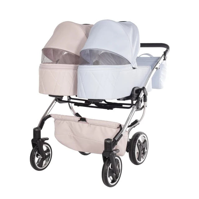 Junama Compact Double Stroller - Pink & Blue Leatherette Junama