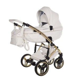 Junama Diamond 2 in 1 Pram - Candy White & Gold Junama