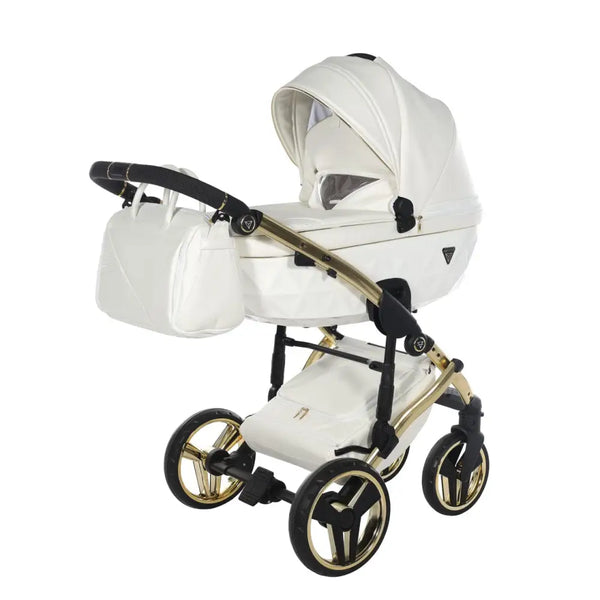 Junama Diamond 2 in 1 Pram - Flou Individual White & Gold Junama