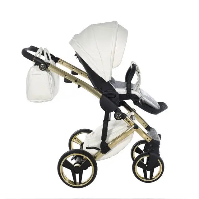 Junama Diamond 2 in 1 Pram - Flou Individual White & Gold Junama