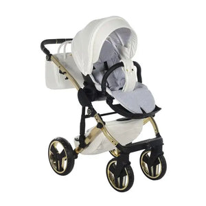 Junama Diamond 2 in 1 Pram - Flou Individual White & Gold Junama