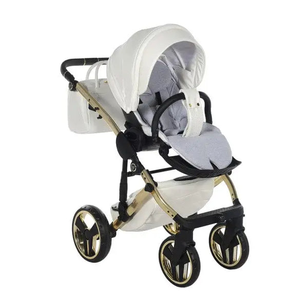 Junama Diamond 2 in 1 Pram - Flou Individual White & Gold Junama