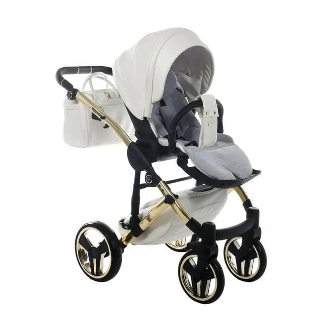 Junama Diamond 2 in 1 Pram - Flou Individual White & Gold Junama