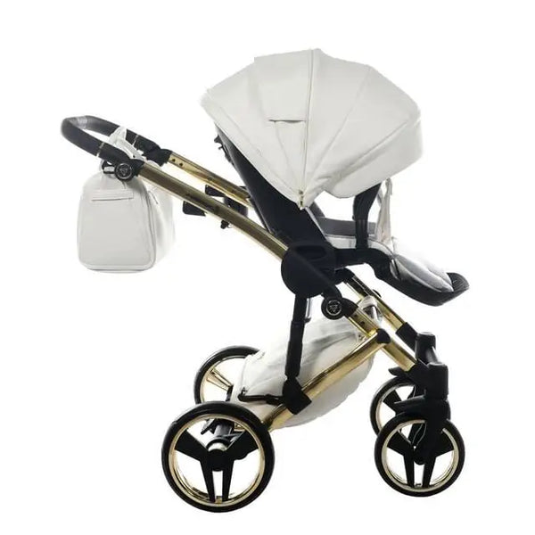 Junama Diamond 2 in 1 Pram - Flou Individual White & Gold Junama