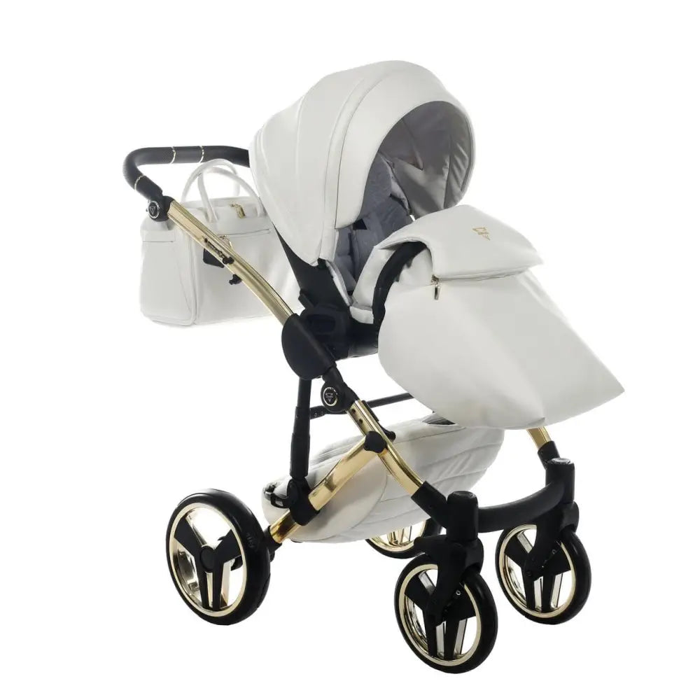 Junama Diamond 2 in 1 Pram - Flou Individual White & Gold Junama