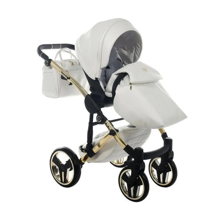 Junama Diamond 2 in 1 Pram - Flou Individual White & Gold Junama