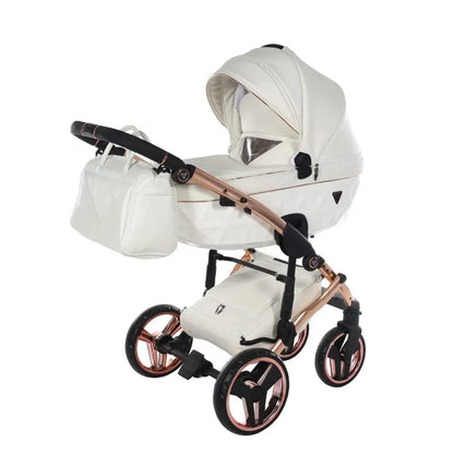 Junama Diamond 2 in 1 Pram - Flou Individual White & Rose Gold Junama