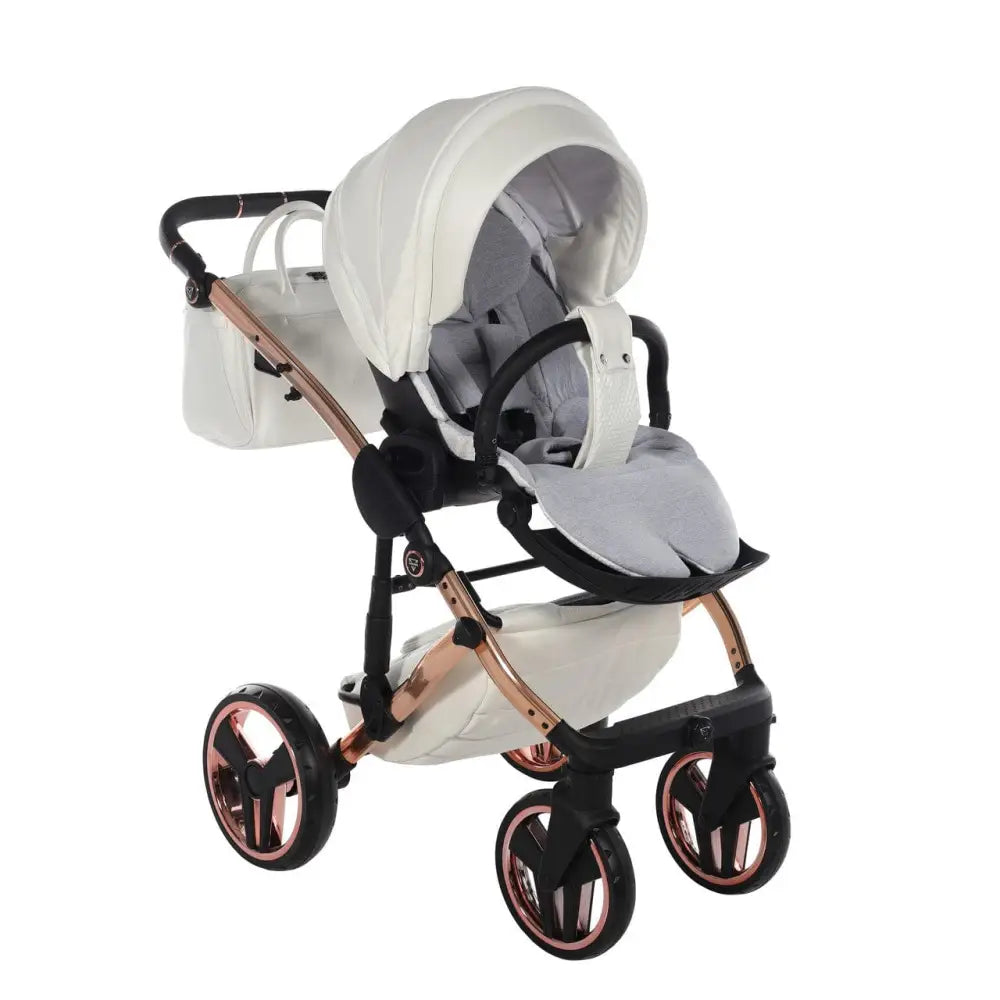 Junama Diamond 2 in 1 Pram - Flou Individual White & Rose Gold Junama