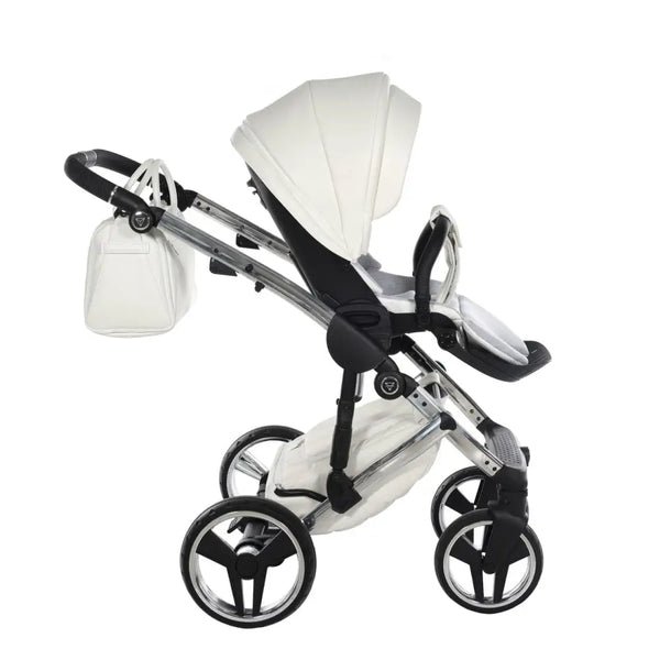 Junama Diamond 2 in 1 Pram - Flou Individual White & Silver Junama
