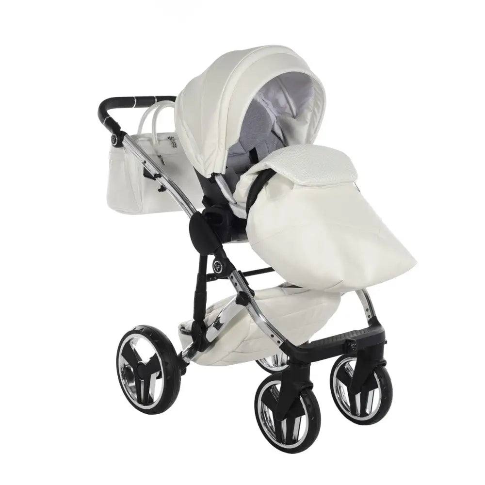 Junama Diamond 2 in 1 Pram - Flou Individual White & Silver Junama