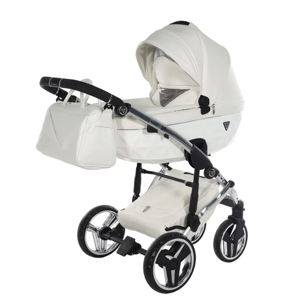 Junama Diamond 2 in 1 Pram - Flou Individual White & Silver Junama