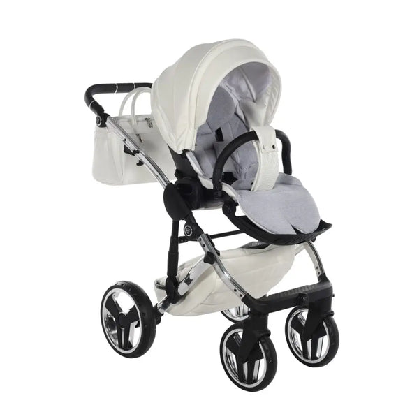Junama Diamond 2 in 1 Pram - Flou Individual White & Silver Junama