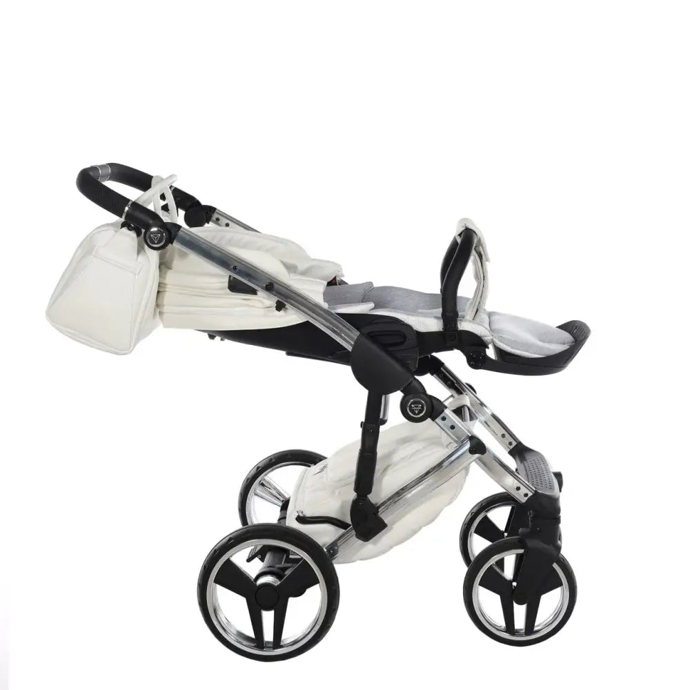 Junama Diamond 2 in 1 Pram - Flou Individual White & Silver Junama