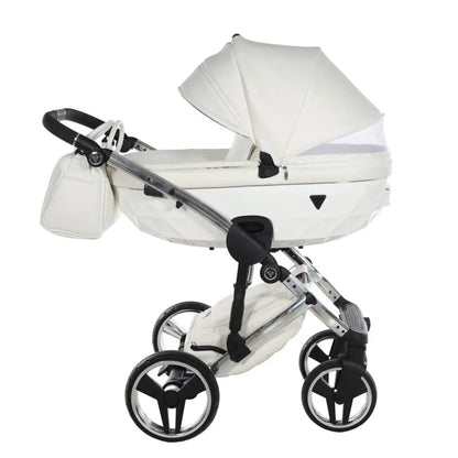 Junama Diamond 2 in 1 Pram - Flou Individual White & Silver Junama