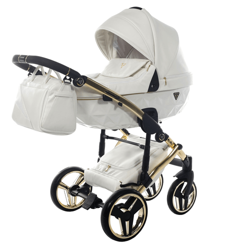 Junama Diamond 2 in 1 Pram - White & Gold  Junama   