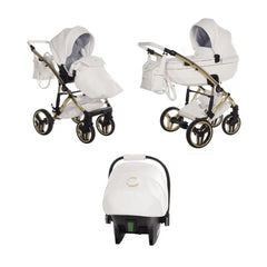 Junama Diamond 3 in 1 Travel System - Candy White & Gold
