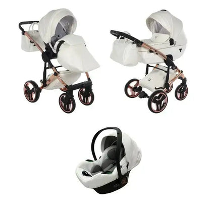 Junama Diamond 3 in 1 Travel System - Flou Individual White & Rose Gold Junama